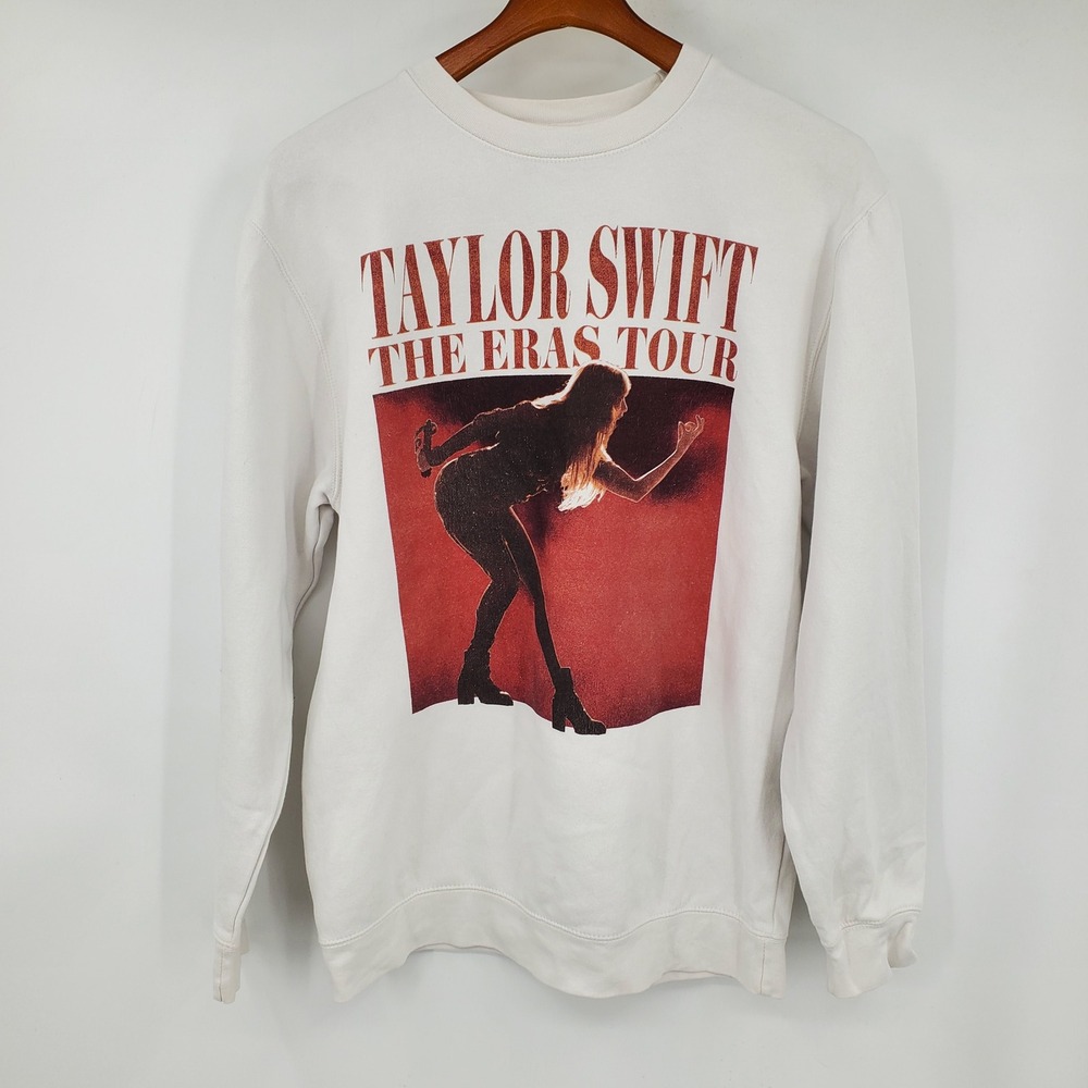 Taylor Swift The Eras Tour Crewneck Sweatshirt Cream Red Graphic Tour Dates M
